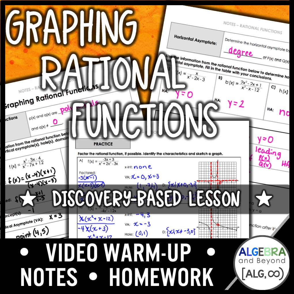Graphing Rational Functions Lesson | Warm-Up | Guided Notes | Homework