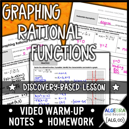Graphing Rational Functions Lesson | Warm-Up | Guided Notes | Homework