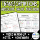 Transformations: Absolute Value Function Lesson | Warm-Up | Notes | Homework