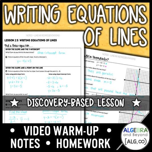 Writing Linear Equations Lesson | Warm-Up | Guided Notes | Homework