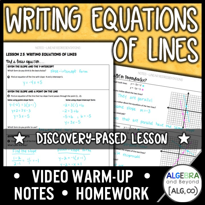 Writing Linear Equations Lesson | Warm-Up | Guided Notes | Homework