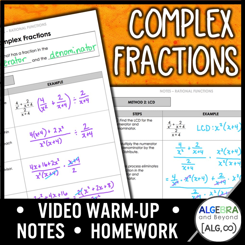 Complex Fractions Lesson | Warm-Up | Guided Notes | Homework