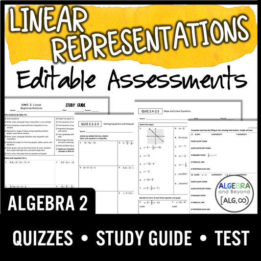 Linear Equations and Representations Assessments | Quizzes | Study Guide | Test