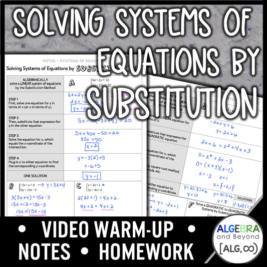 Solving Systems of Equations by Substitution Lesson | Warm-Up | Guided Notes