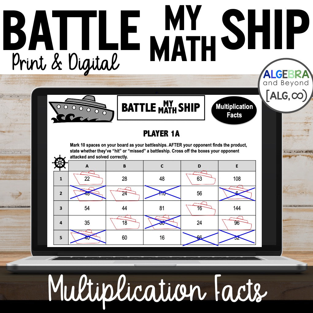 Multiplication Facts Activity | Battle My Math Ship Game | Print & Digital