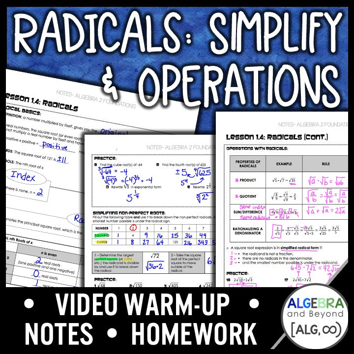 Simplifying Radicals Notes