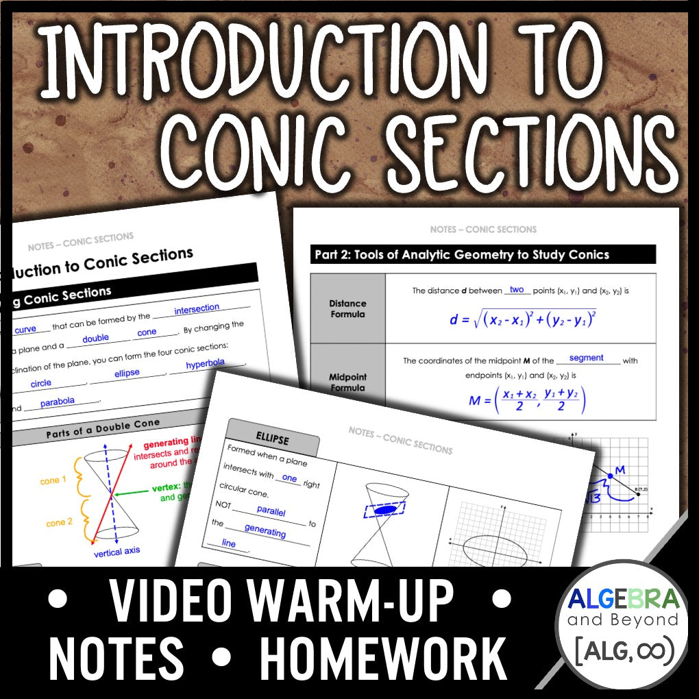 Introduction to Conic Sections Lesson | Warm-Up | Guided Notes | Homework