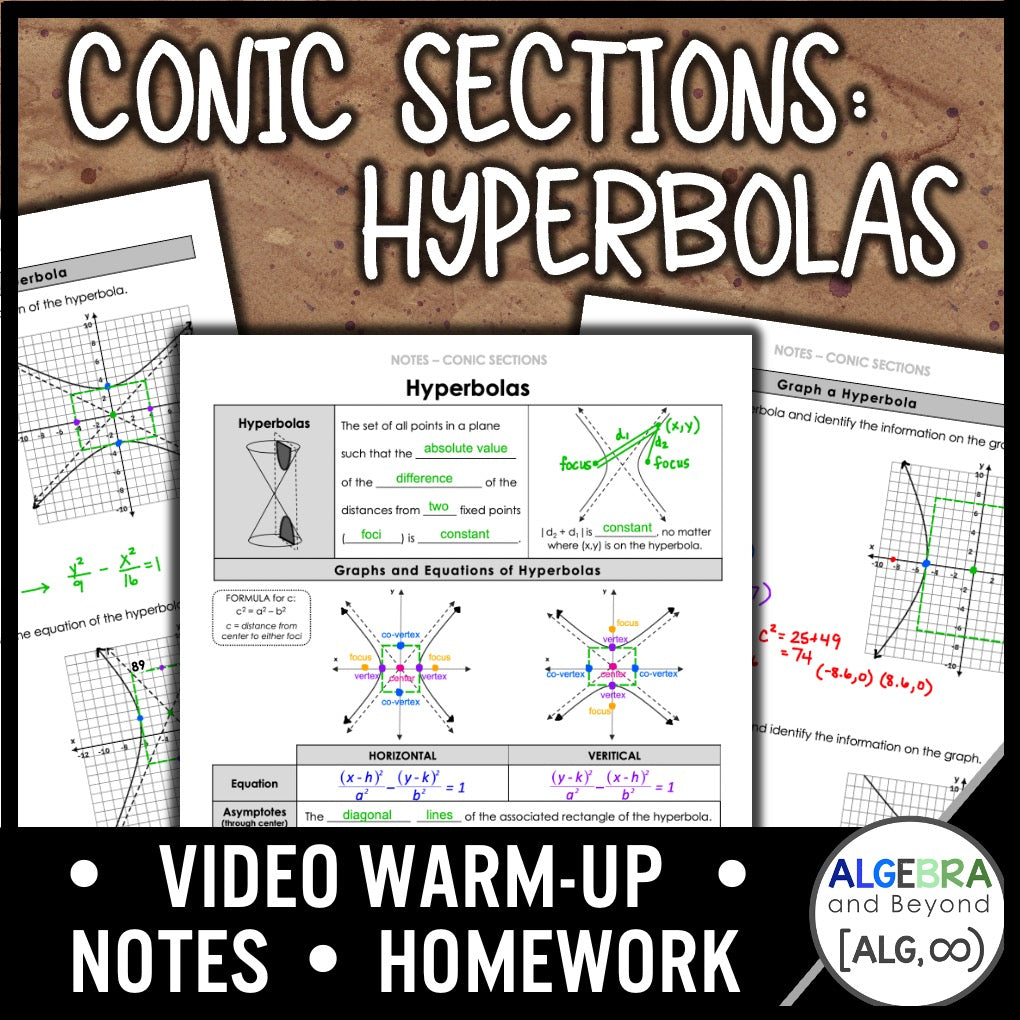Conic Sections | Hyperbolas Lesson | Warm-Up | Guided Notes | Homework