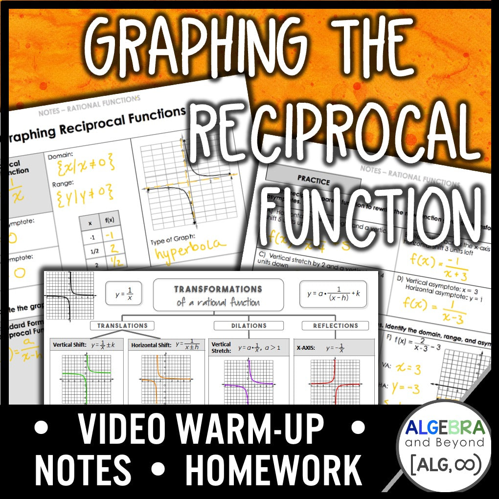 Graphing the Reciprocal Function Lesson | Warm-Up | Guided Notes | Hom ...