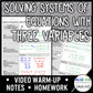 Solving Systems of Equations with Three Variables Lesson | Warm-Up | Guided Note