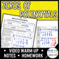 Zeros of Polynomials Lesson | Warm-Up | Guided Notes | Homework