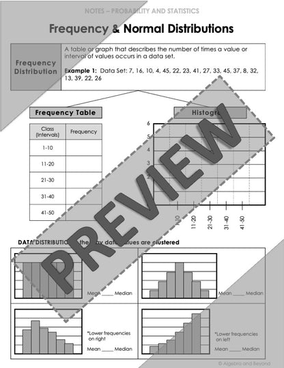 Frequency and Normal Distribution Lesson | Warm-Up | Guided Notes | Homework