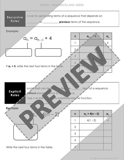 Sequences and Patterns Lesson | Video | Guided Notes | Homework