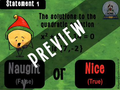 Quadratic Equations - Holiday Digital Activity