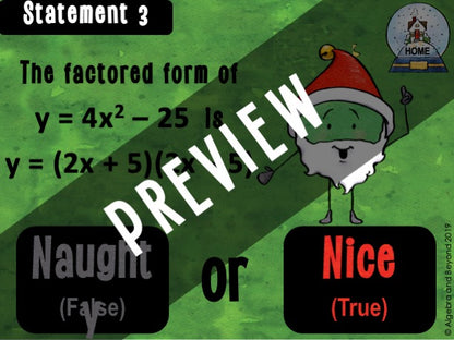 Quadratic Equations - Holiday Digital Activity