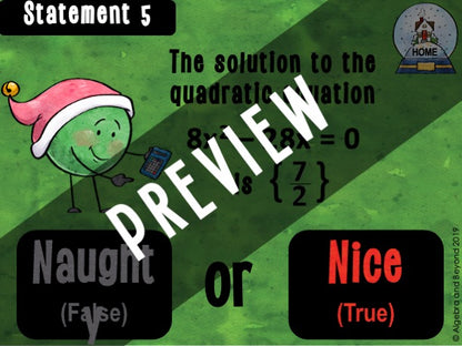 Quadratic Equations - Holiday Digital Activity
