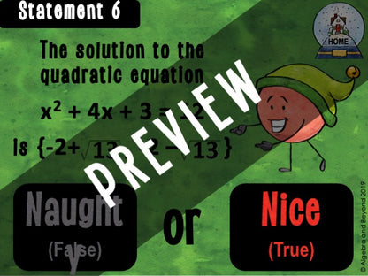 Quadratic Equations - Holiday Digital Activity