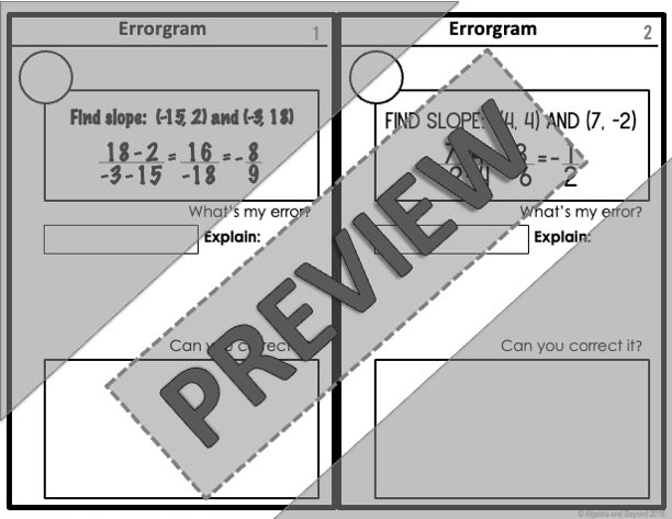 Errorgram Post Slope Activity - Errorgram – Algebra and Beyond