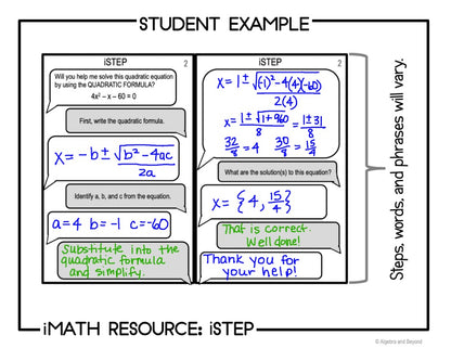 Solve Quadratic Equations using the Quadratic Formula | Activity | iStep
