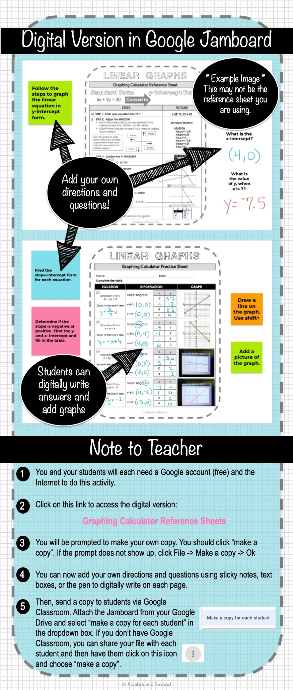 Graphing Linear Functions | TI-84 Calculator Reference Sheet and Practice
