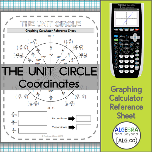 The Unit Circle - Coordinates | TI-84 Graphing Calculator Reference Sheet