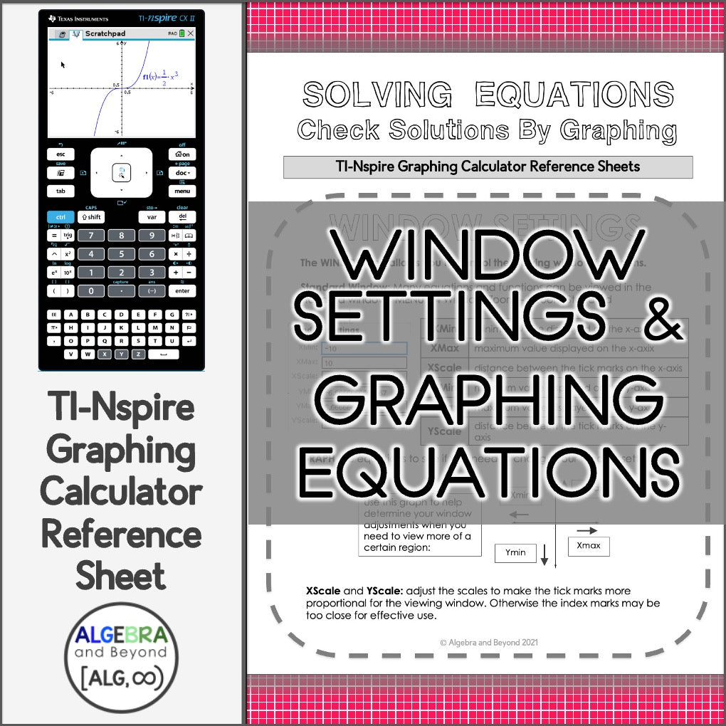 TI-Nspire Calculator Sheet | Window Settings and Graphing Equations ...