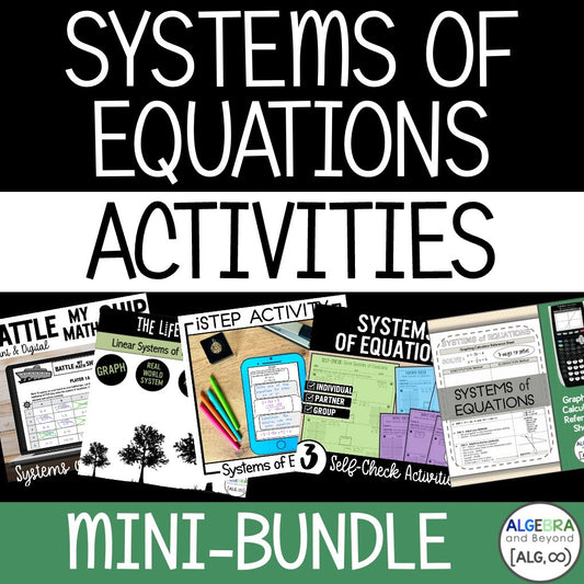 Solving Systems of Equations Review Activities Mini-Bundle | Graphing | Elimination | Substitution
