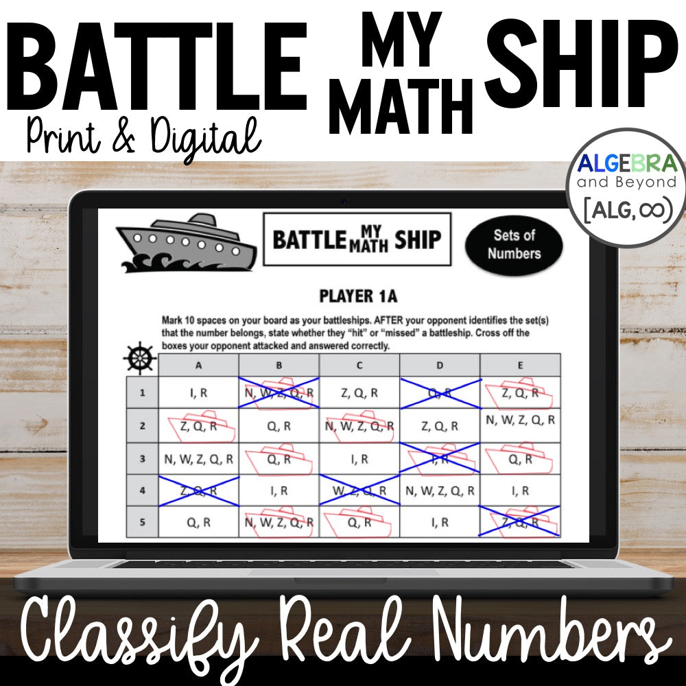 Classify Real Numbers Activity | Battle My Math Ship Game | Print & Digital