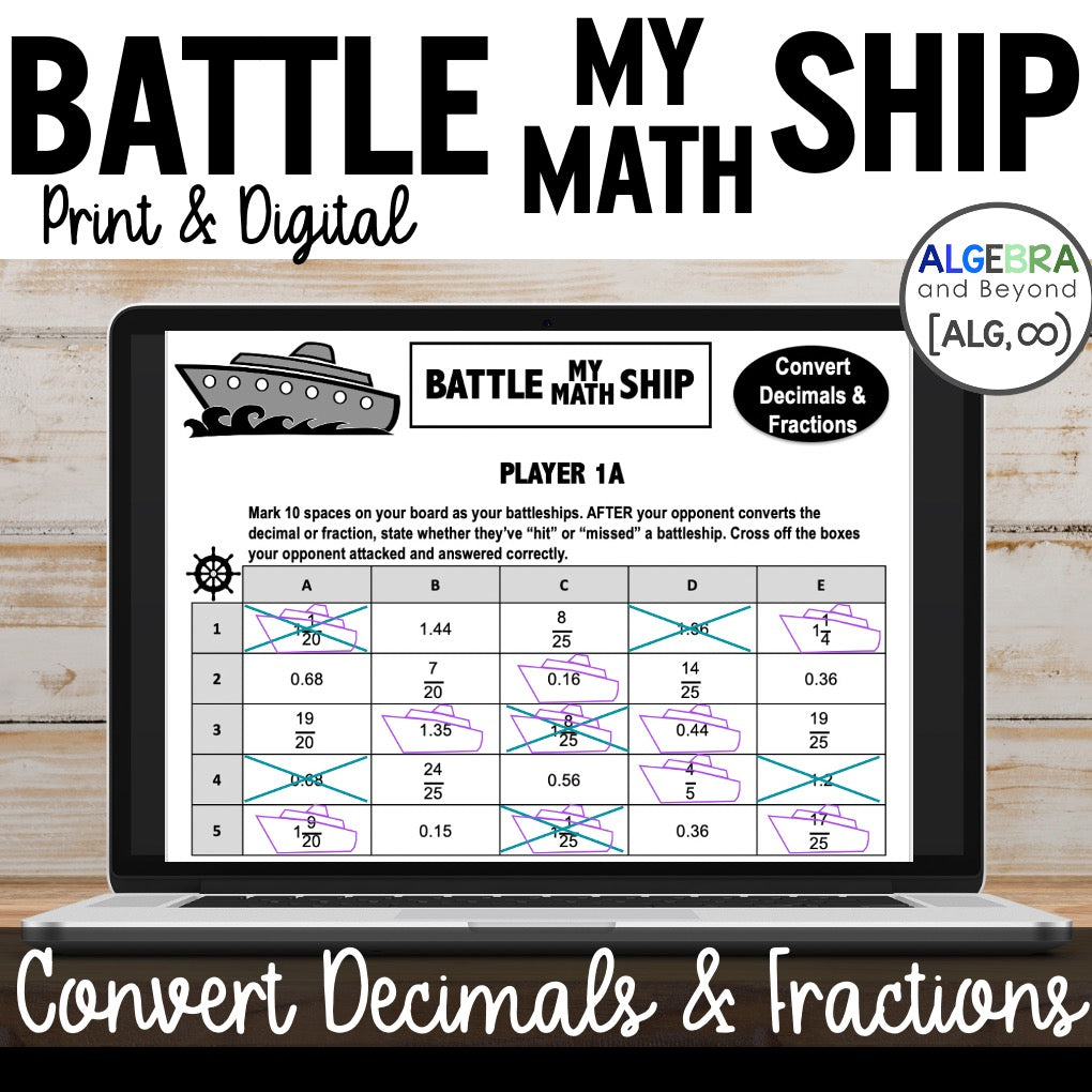 Converting Decimals and Fractions Activity | Battle My Math Ship Game