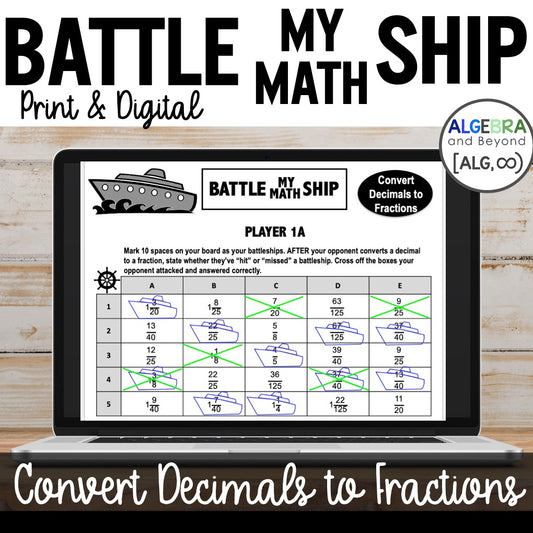 Converting Decimals to Fractions Activity | Battle My Math Ship Game