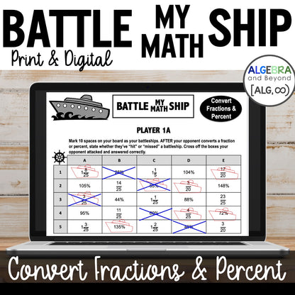 Converting Fractions and Percents Activity | Battle My Math Ship Game