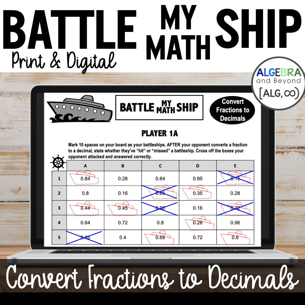 Converting Fractions to Decimals Activity | Battle My Math Ship Game
