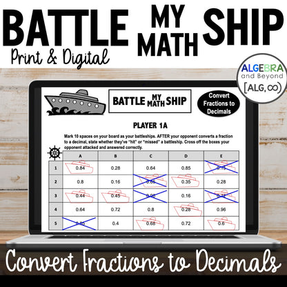 Converting Fractions to Decimals Activity | Battle My Math Ship Game