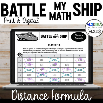 Distance Formula Activity | Battle My Math Ship Game | Print and Digital