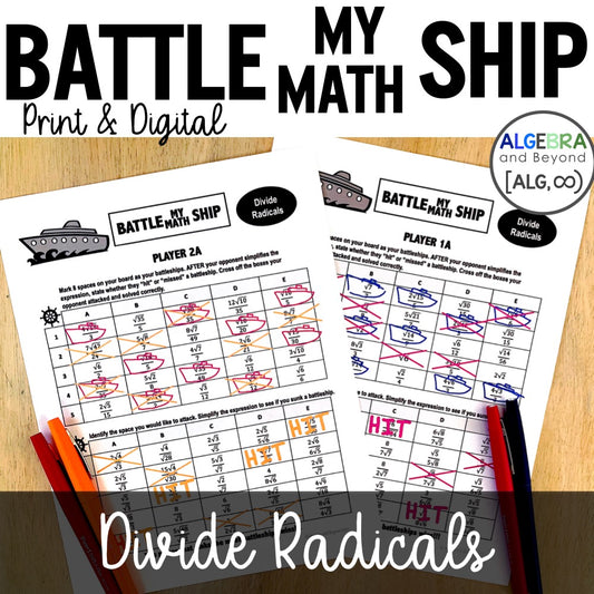 Divide Radicals Activity | Battle My Math Ship | Print and Digital