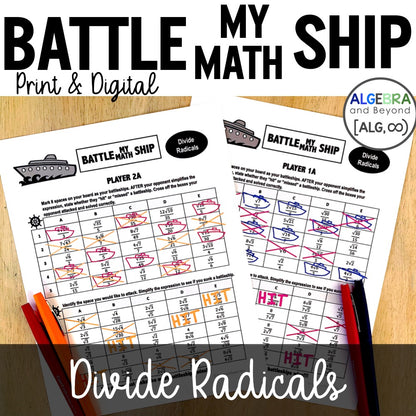 Divide Radicals Activity | Battle My Math Ship | Print and Digital