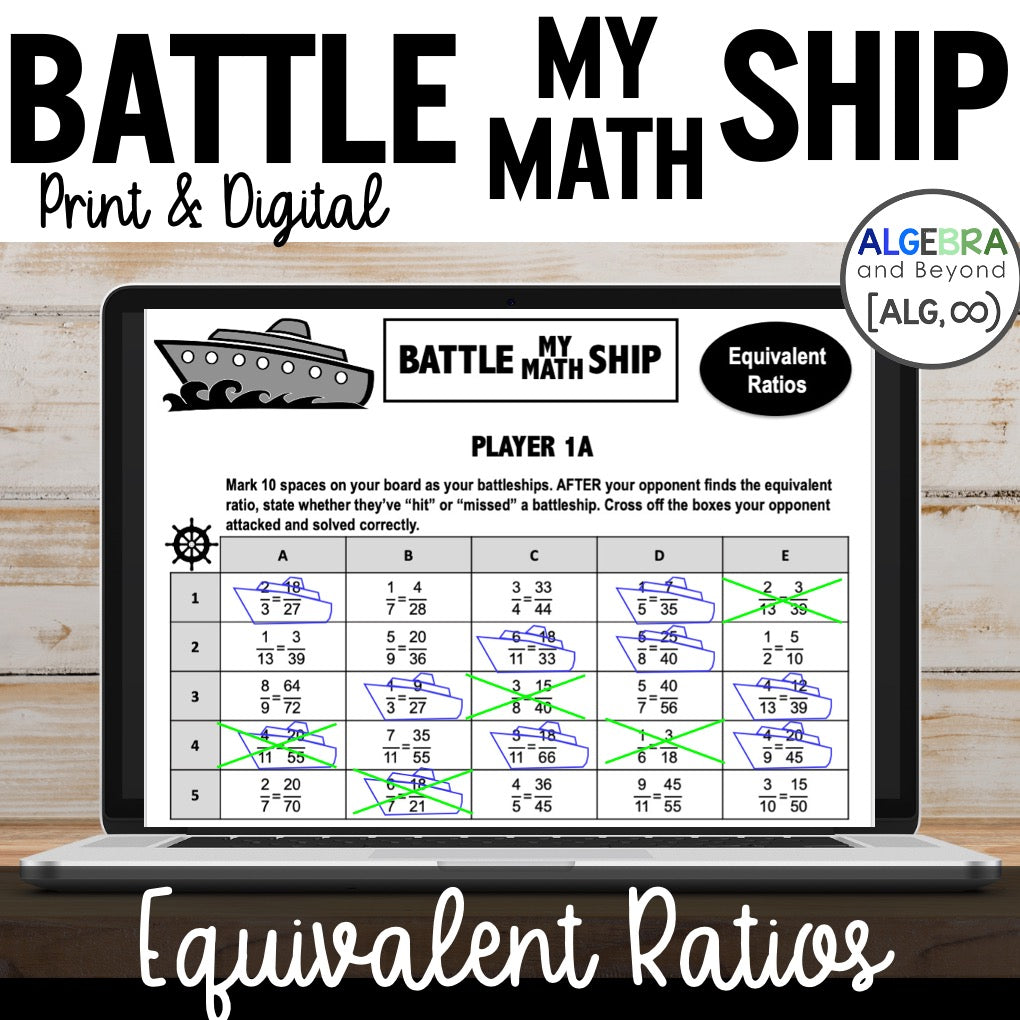 Equivalent Fractions (Ratios) Activity | Battle My Math Ship Game ...