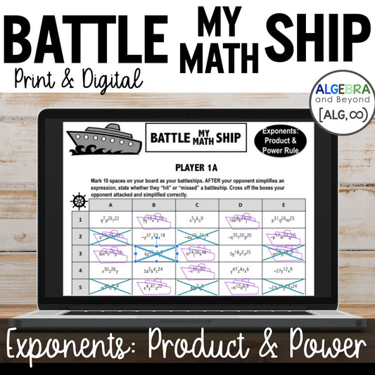 Exponent Rules Activity | Power and Product Rules | Battle My Math Ship