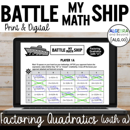 Factor Quadratics | Battleship Activity | Print and Digital
