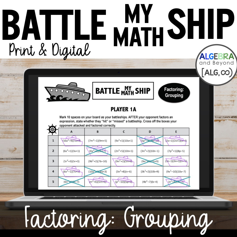 Factor by Grouping Activity | Battle My Math Ship | Print and Digital