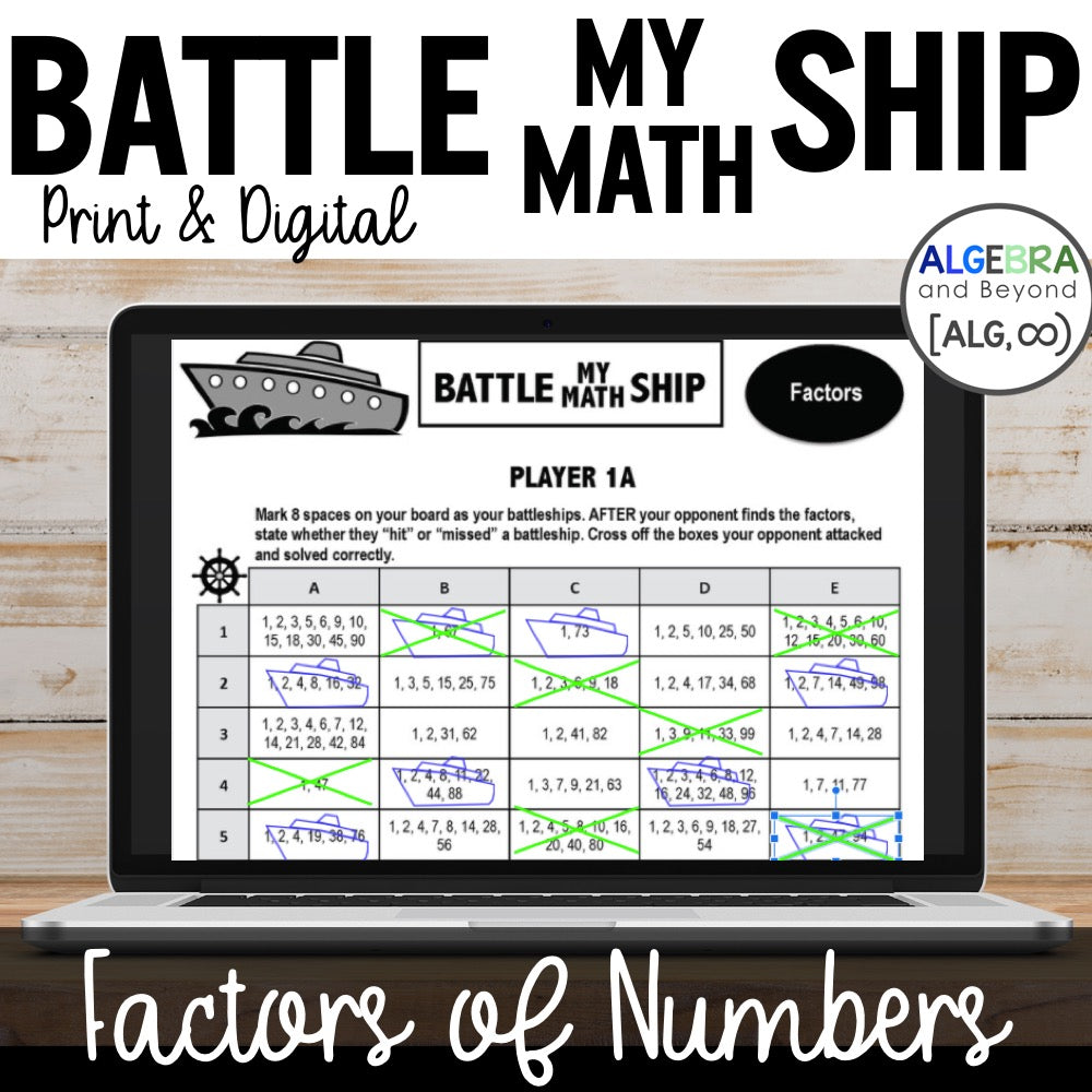 Factors of Numbers Activity | Battle My Math Ship Game | Print and Digital