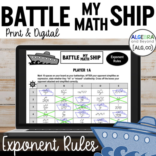 Laws of Exponents | Exponent Rules Activity | Battleship Game
