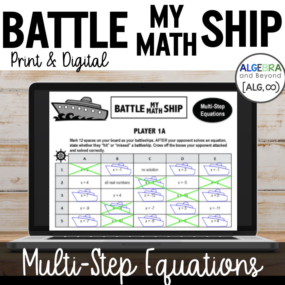 Multi-Step Equations Activity | Battle My Math Ship Game