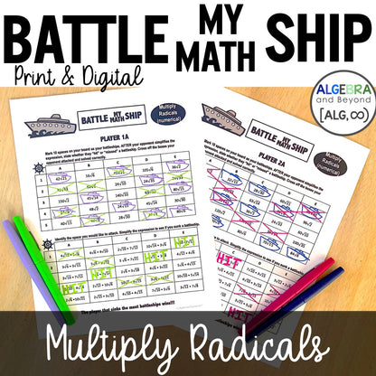 Multiply Radicals Activity | Battle My Math Ship | Print and Digital