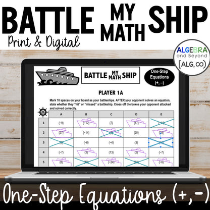 One-Step Equations | Add and Subtract | with Negatives | Battle My Math Ship