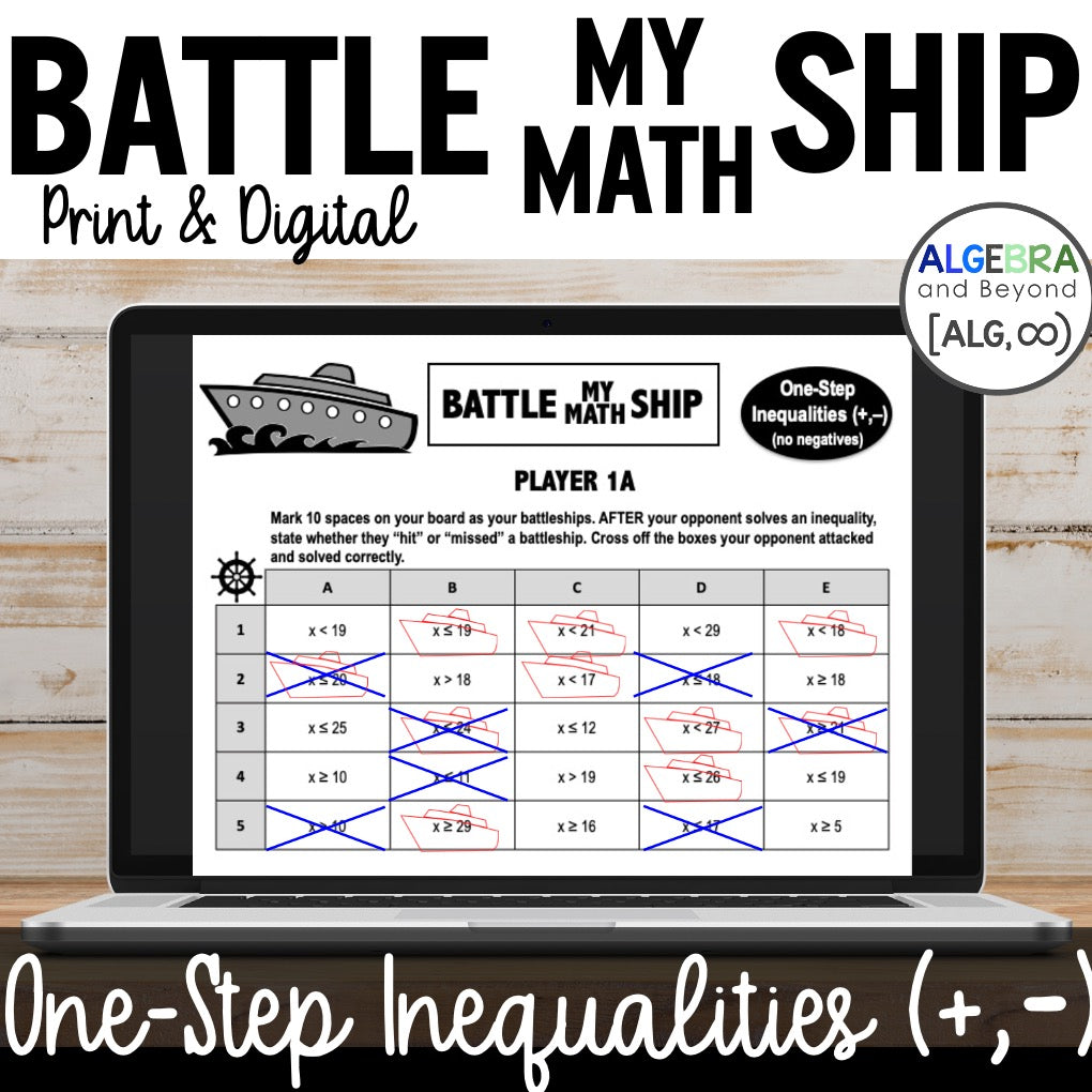 One-Step Inequalities | Add and Subtract | No Negatives | Battle My Math Ship