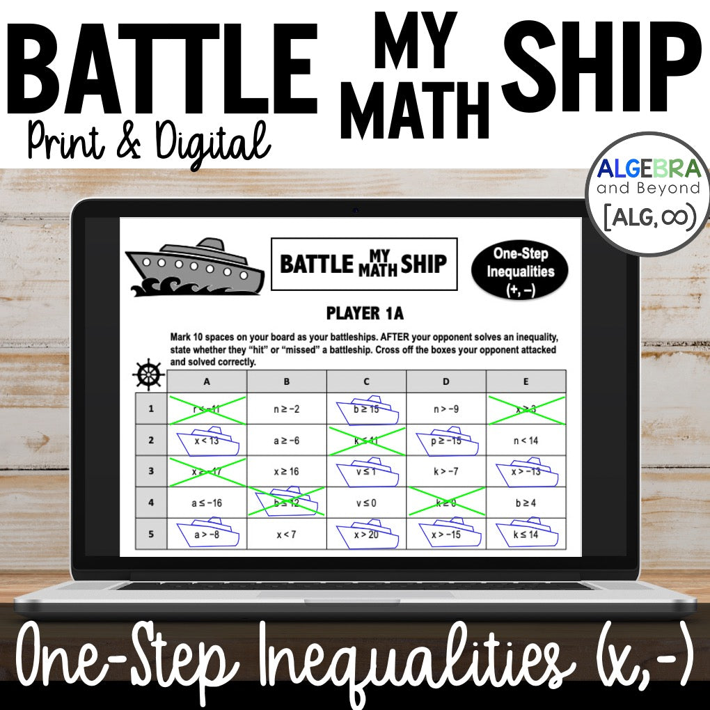 One-Step Inequalities | Add and Subtract | with Negatives | Battle My Math Ship