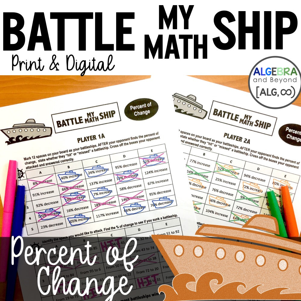 Percent of Change Activity | Battle My Math Ship Game | Print and Digital