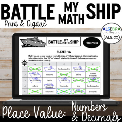 Place Value Activity | Battle My Math Ship Game | Print and Digital