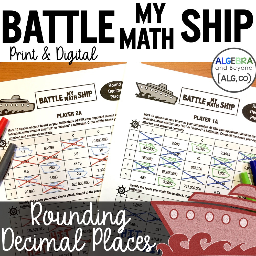 Rounding Decimal Places Activity | Battle My Math Ship Game | Print and Digital